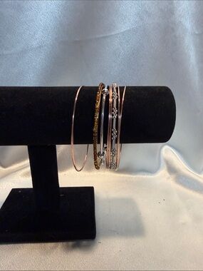 Source Unknown Rose Gold, Gold & Silver Stackable Bracelet Set